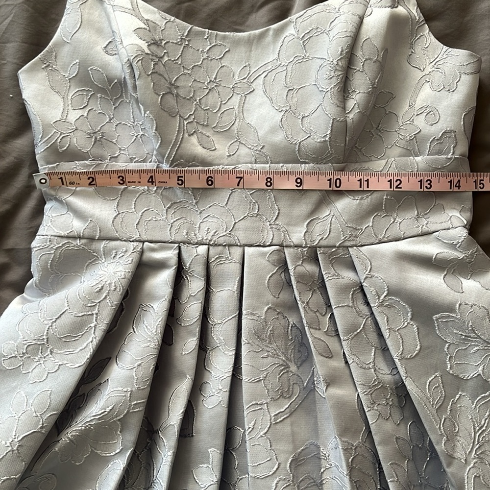 David's Bridal Light Gray Floral Prom Dress - Picture 3 of 8